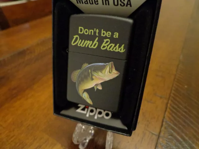 DON'T BE A Dumb Bass Largemouth Bass Fish Zippo Lighter Mint In Box $29.95  - PicClick