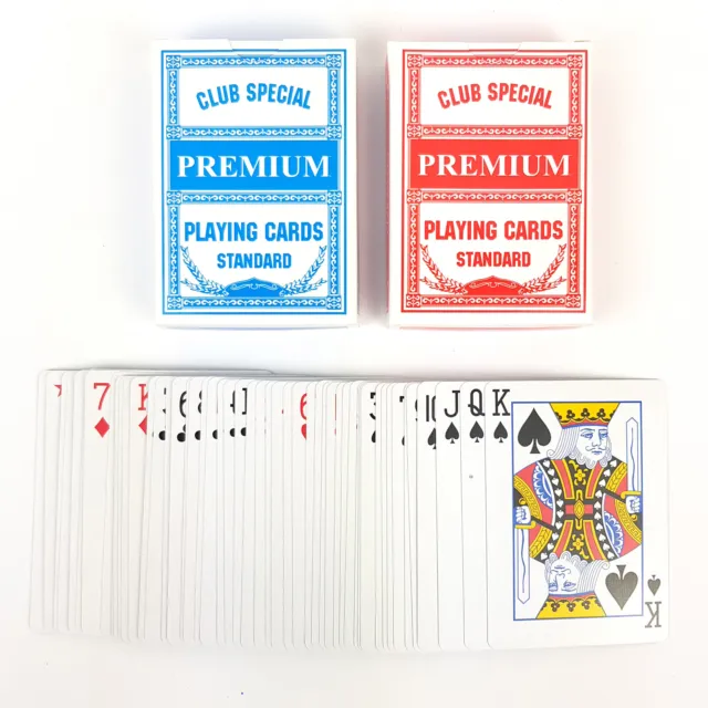 Standard Playing Cards Deck Poker Card Game Plastic Coated Blue Red Play Decks