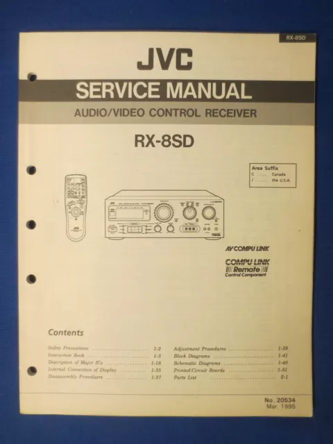 JVC RX-8SD Receiver Service  Manual Factory Original The Real Thing