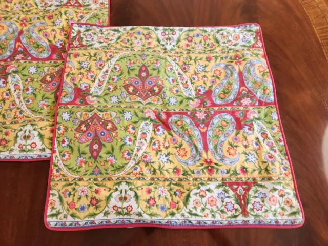 2 RARE Pottery Barn Red Multicolor Floral Paisley Euro Pillow Shams