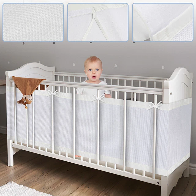 2x Borde de cama Nido Malla Nido Protector para la cabeza Nido de cama 160x30 340x30cm