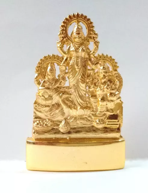 Laxmi Ganesh Saraswati Idol Lakshmi Ganesh Sarasvati Mixed Metal 6.5 cm Height