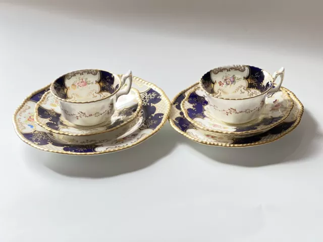 Antique Coalport Batwing Tea Set  in Cobalt Blue