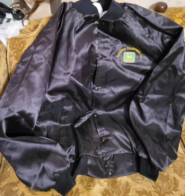 Vtg Satin Bomber Style Jacket Size 2XL John Deere Goodrich Equipment