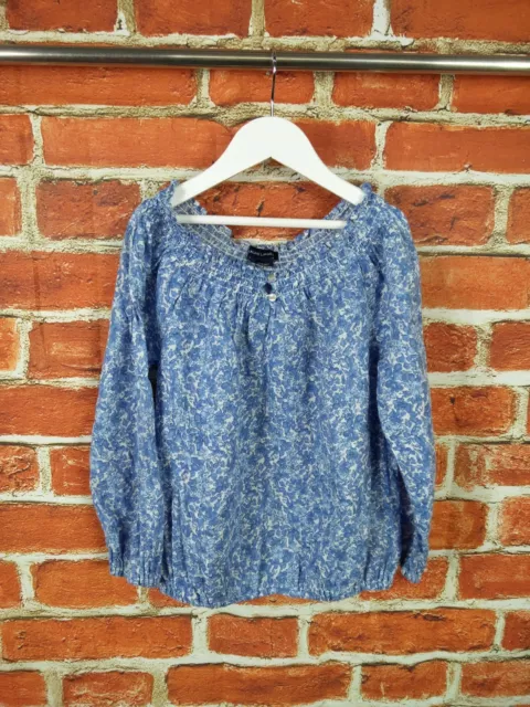 Girls Age 6-7 Years Ralph Lauren Blue Mix Floral Blouse Top Long Sleeve 122Cm