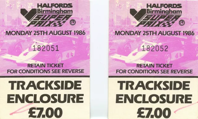 1986 Halfords Birmingham super prix 25th aug 1986