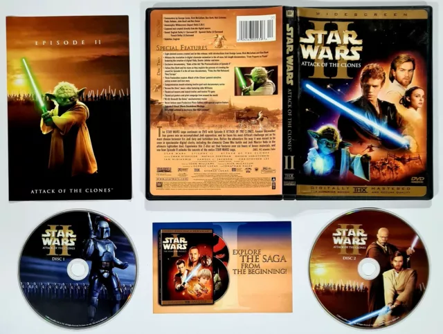 2-DVD Pantalla Ancha Thx Edición Star Wars II Attack Of The Clones Inglés Ovp