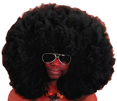 Parrucca Eccellente Afro (Nero) Rivestimento Carnevale Costume Capelli Gigante