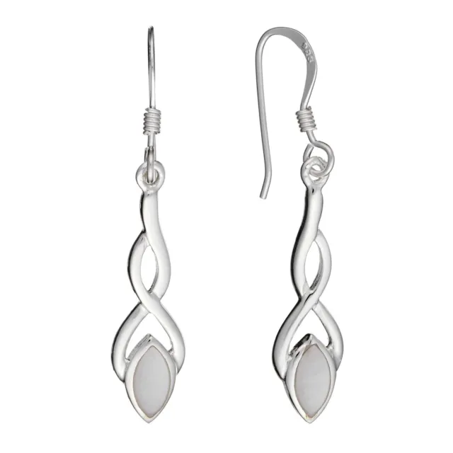 Silverly Women's .925 Sterling Silver Mother of Pearl Celtic Knot Earrings