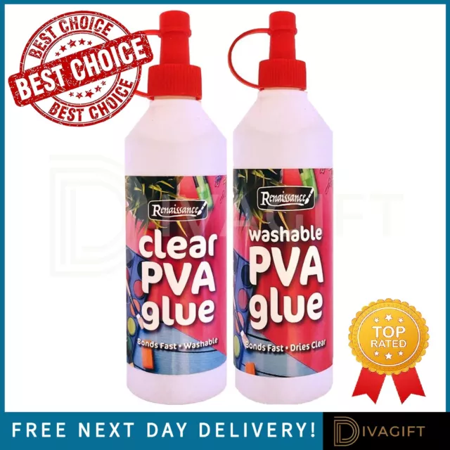 Washable Pva Glue Bonds Fast Clear Craft Glue Ideal School Home Office Non Toxic