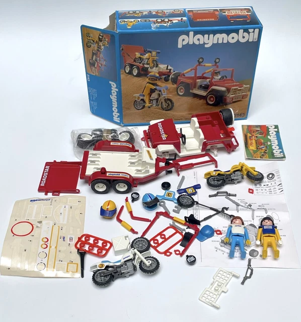 PLAYMOBIL 3143 4X4 Jeep avec moto cross 1988 en boîte vintage complet