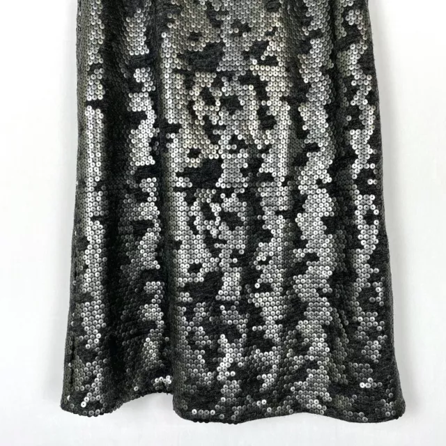 Laundry by Shelli Segal Sequin Sleeveless Cocktail Dress Small Short Gray Black 3