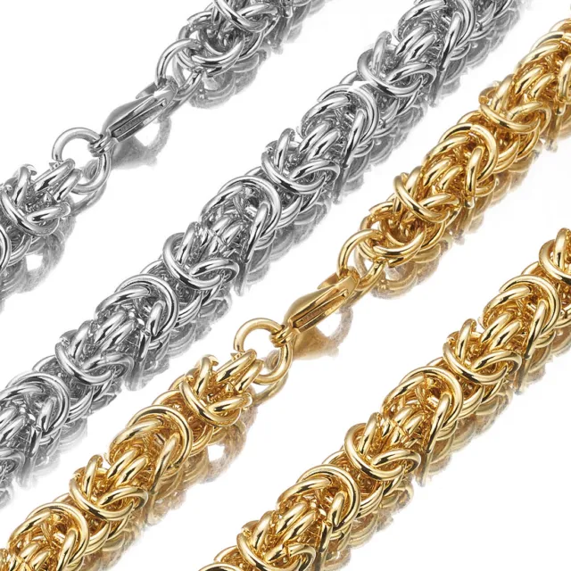 Stainless Steel Silver Gold Handmade Byzantine Chain Men/Women Necklace Jewelry