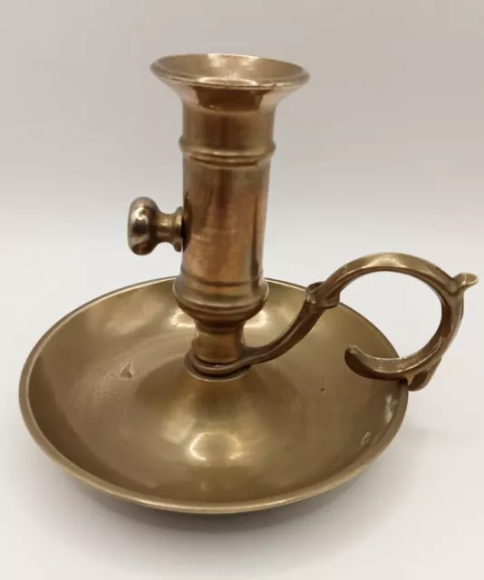 Vintage Victorian Brass Chamber Stick Candle Holder With Adjustable Mechanism
