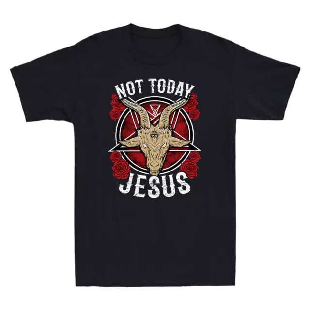 Not Today Jesus Goat Monster Satanism Vintage Satan Symbol Retro Men's T Shirt