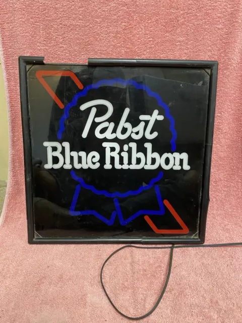 Vintage 1960's Pabst Blue Ribbon Lighted Beer Sign Works