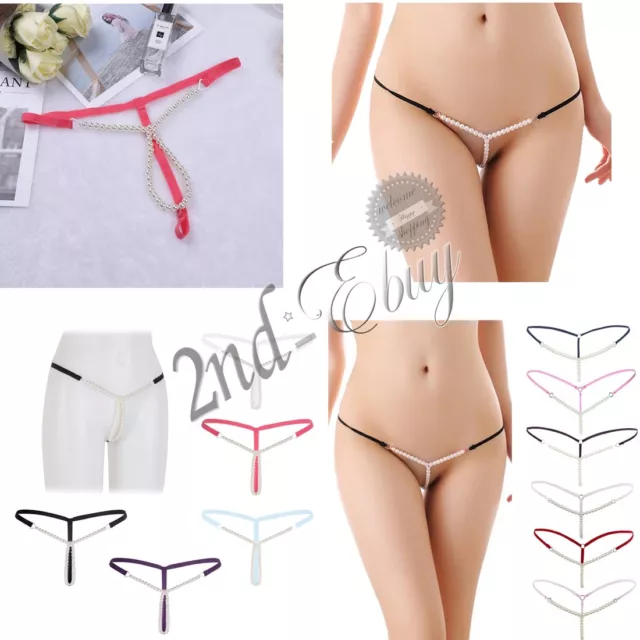 Donna Tanga Lingerie con Perle Sexy Perizoma Hot Aperto G-string Slip String