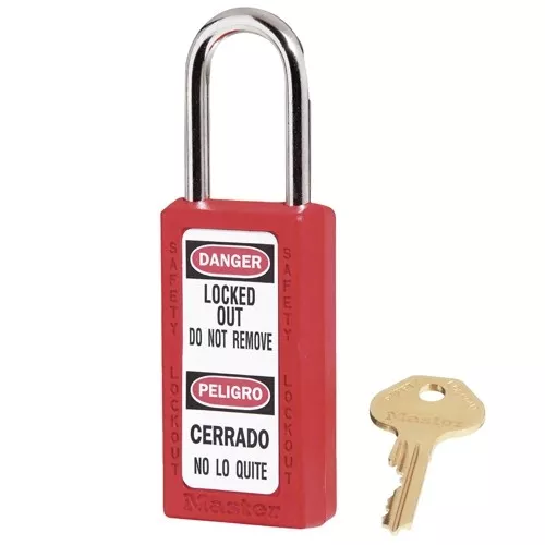 MASTER LOCK 411 RED Safety Lockout Padlock Keyed Alike Red 1/4In Shackle NEW 007