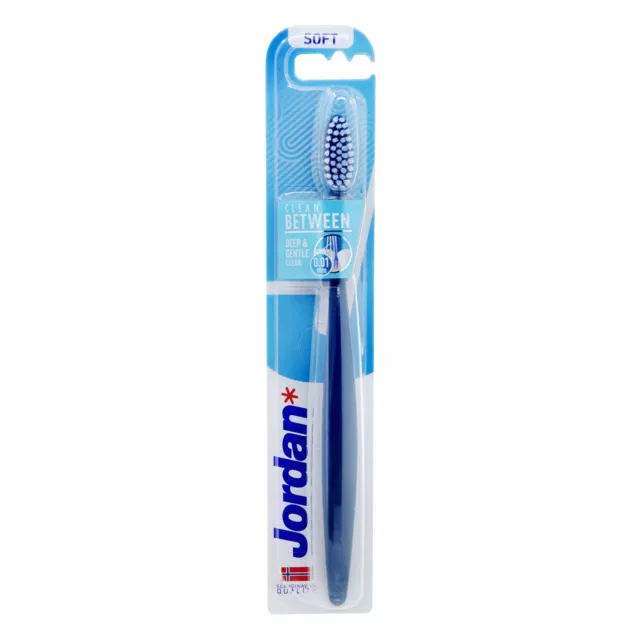 1 JORDAN CLEAN BETWEEN SOFT Ultra Thin Bristles Toothbrush for Sensitive Gums