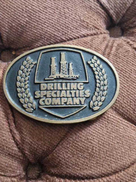 VINTAGE 1970s DRILLING SPECIALTIES COMPANY OILFIELD SOLID BRASS BUCKLE
