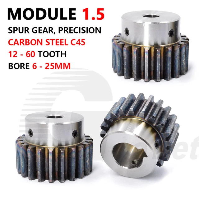 thumbnail image 2 of Module 1-3 Bevel Gear Set – C45 Steel 90° 1:1 Ratio, 15-30 Tooth Options 2 of 3