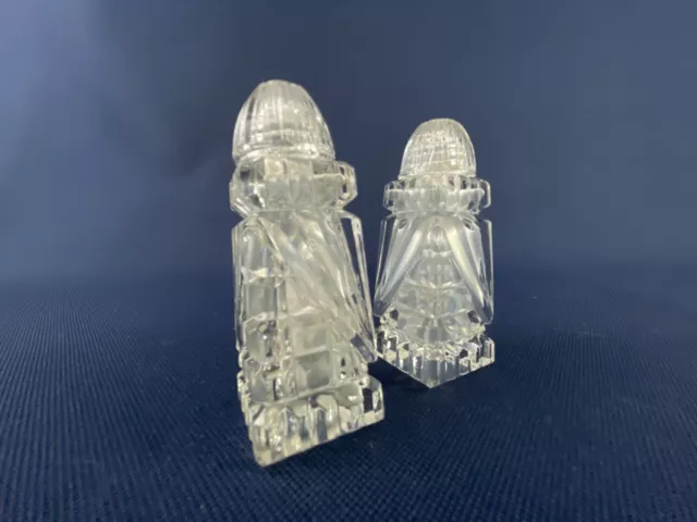 Antique Edwardian American Brilliant cut crystal salt & pepper shakers c.1900s