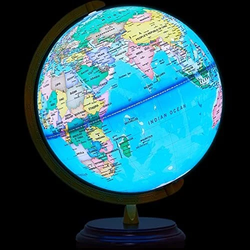 Globo mundial iluminado de 13 pulgadas con soporte globo de iluminación regrabable para