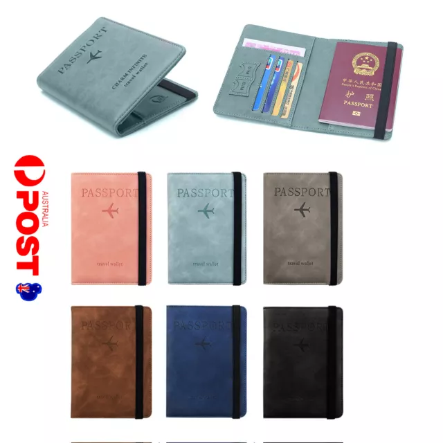 Slim Leather Travel Passport Wallet Holder RFID Blocking ID Card Case Cover