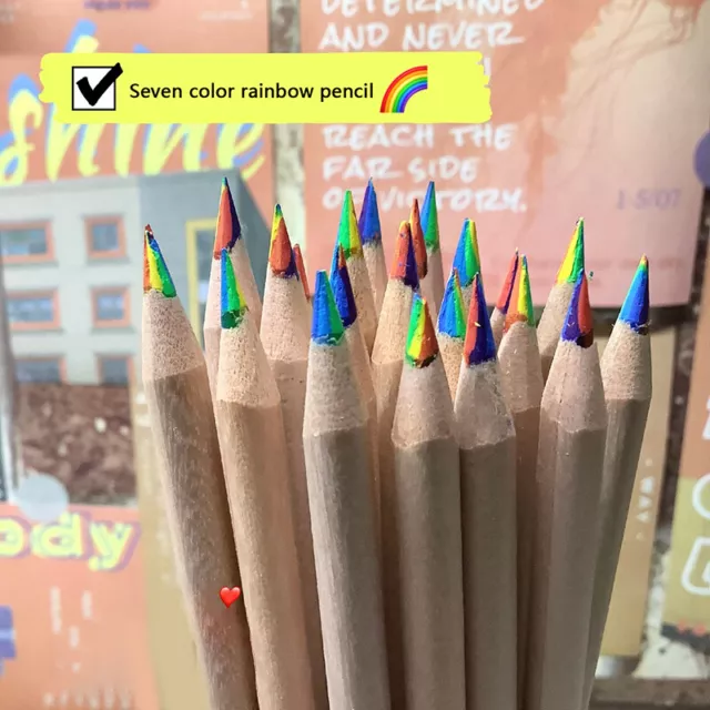 7 Colors Gradient Rainbow Wooden Pencils For Art Drawing Coloring Sketching SN❤