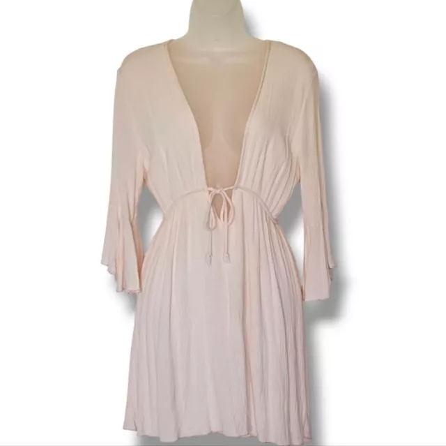 Mikey & Joey Swim Coverup Womens Size L Pullover Lightweight Peach Bell Sleeve