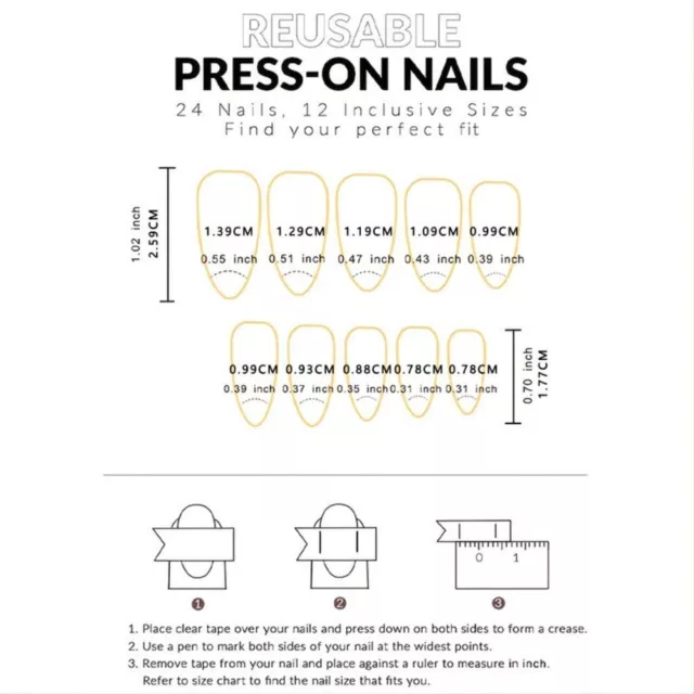LONG ALMOND FALSE Nails French Nail Tips Manicure Press on Nails DIY ...