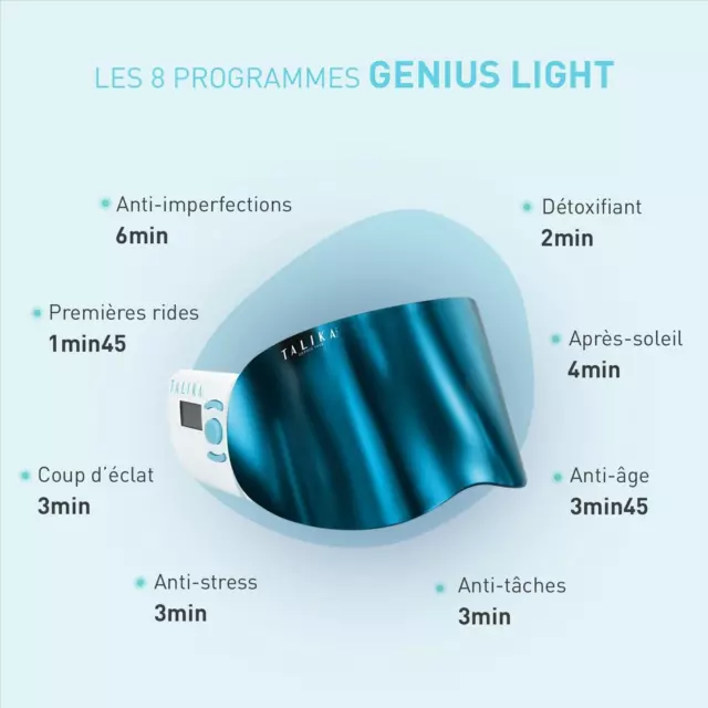 - Genius Light - Lampe Luminotherapie - Soin Visage - 8 Programmes - Lumière Et 3