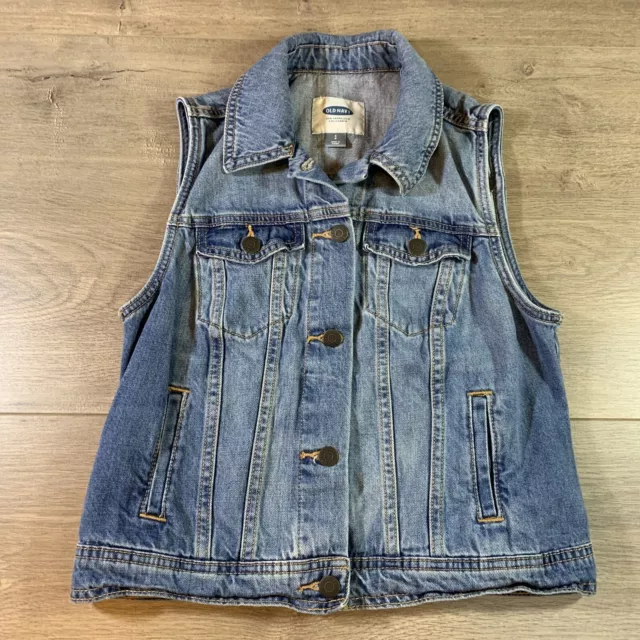 Old Navy Women’s Jean Vest Small Blue Light Wash Denim Cotton