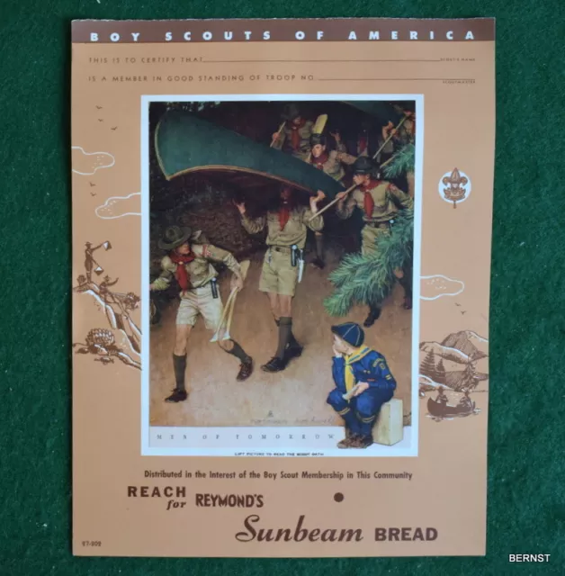 Vintage  Boy Scout  - Rockwell Print Calendar Top - Bread Advertising