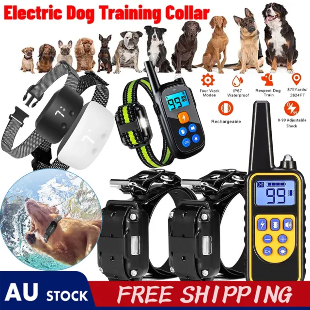 Dog Training Collar Remote Control Sound Vibration Zap Waterproof E-Collar AUS