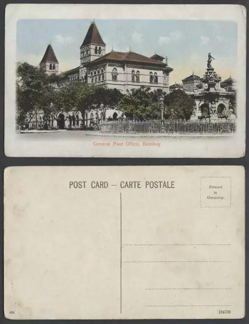 India Old Colour Postcard GENERAL POST OFFICE BOMBAY G.P.O. GPO (British Indian)