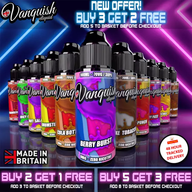 E Liquid 100ML Premium 0mg | Vanquish | 70vg/30pg | Vape Juice | Cloud Chaser