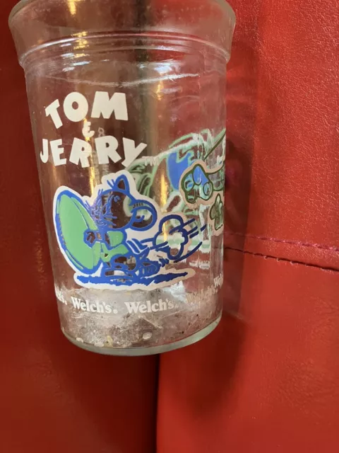 Vtg Tom And Jerry Welchs Jelly Jar Juice Glass Football 1991