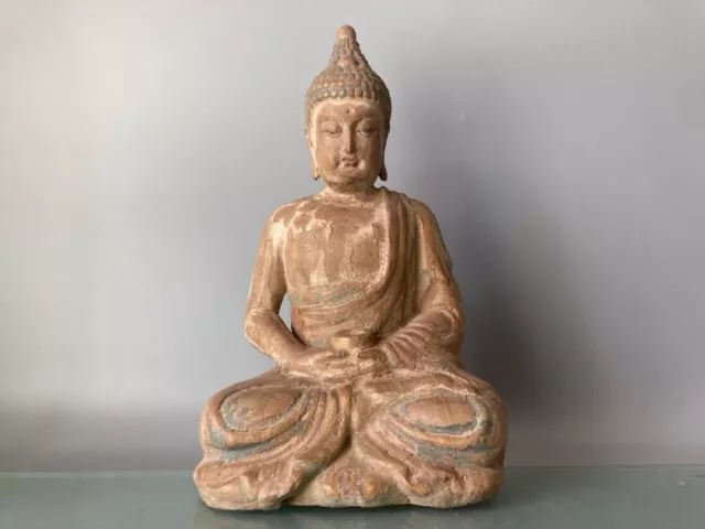 Collection Chinese Old Wood Carved Painted Buddha Statue Wooden Sculpture Art