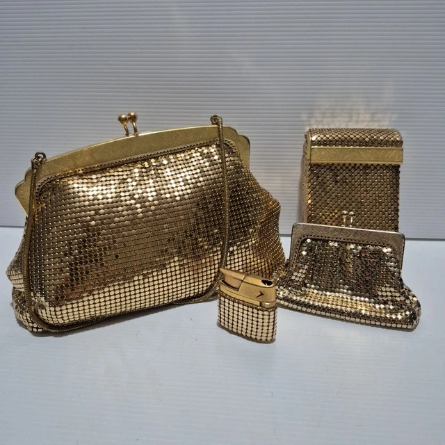 Gold Oroton Glomesh Coin Purse Vintage GLOMESH Purse Coin Pouch In Gold  With Rhinestone Clasp- C1960s
