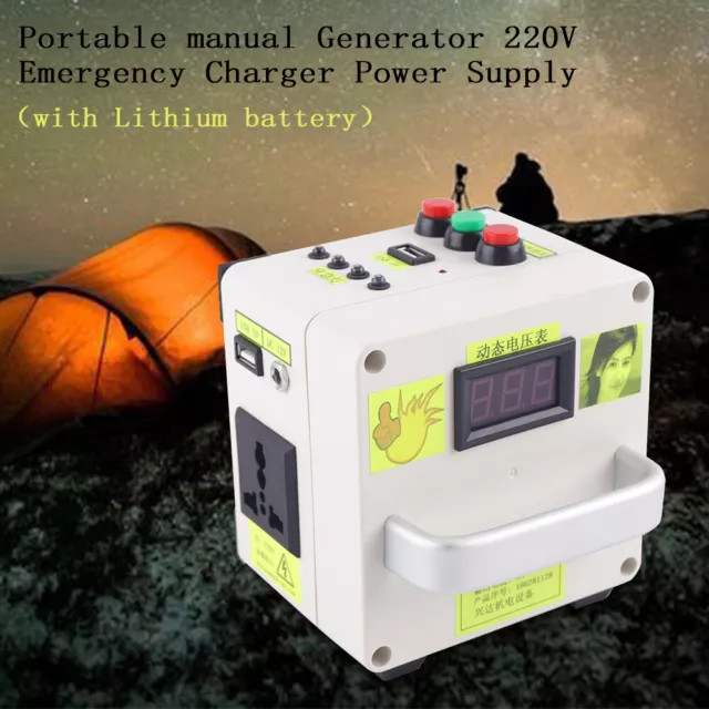 Fuente de alimentación portátil 220 V manivela pequeña generador cargador de emergencia nuevo