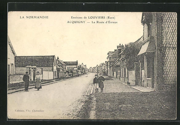 CPA Acquigny, La Route d'Évreux 1917