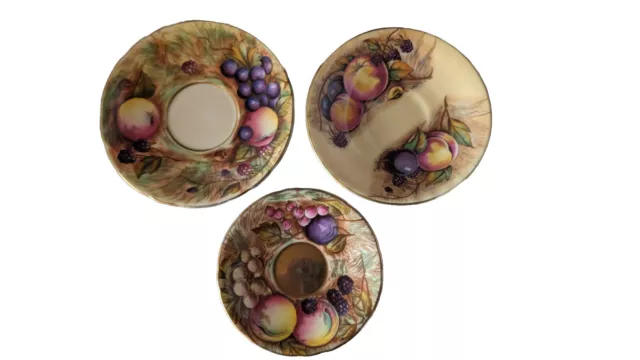 3 Aynsley Orchard Fruit Saucers 12cm 14cm 14.5cm