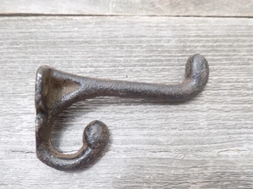5 Rustic Coat Hooks Cast Iron Acorn 3 1/4" Long Hook Hat Wall School Towel 2