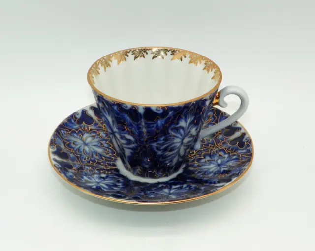 Kaffeetasse H 8 cm mit Untertasse von Lomonosov Kobaltblau