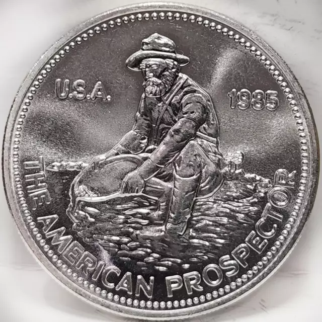 1985 Engelhard The American Prospector 1 Troy Ounce .999+ Fine Silver Round