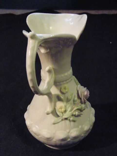 Belleek 1965-1980 6Th Green Mark Aberdeen Floral Flower Pitcher Ewer Handle 2