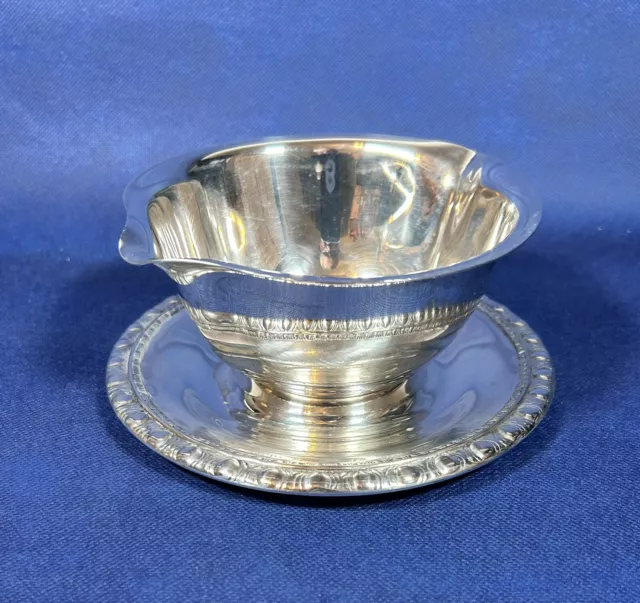 Vintage Rogers and Bros. Silver Gravy Bowl w/ attached Plate #1713