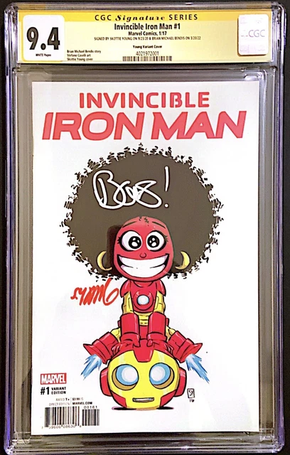 Invincible Iron Man #1 2X✍️Skottie Young & Bendis Cgc 9.4 Riri Williams Variant