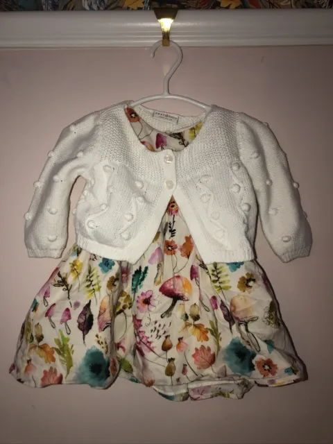 NEXT baby girl 0-3 months dress cardigan bundle outfit Floral Autumn